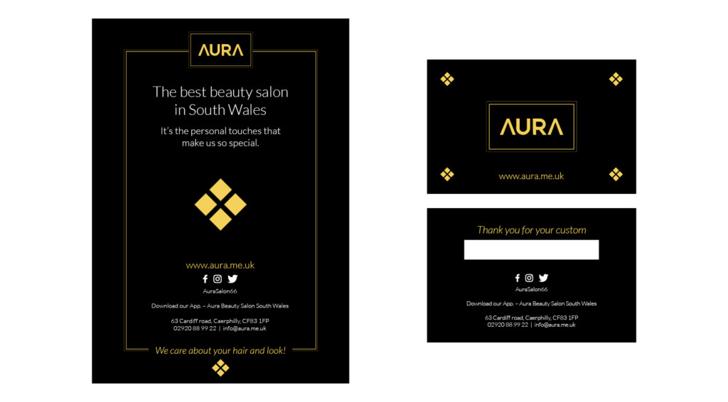Printed collateral for beauty salon - Brand transformation for beauty salon Hertfordshire