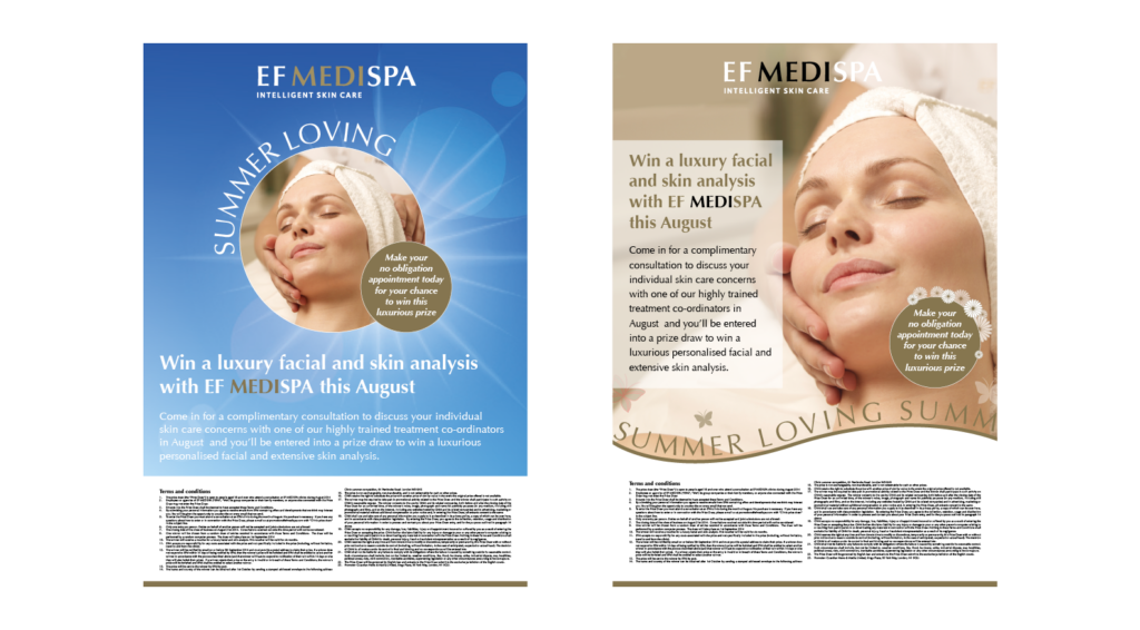 Poster design for a beauty and aesthetics company - Brand transformation for the beauty industry Hertfordshire